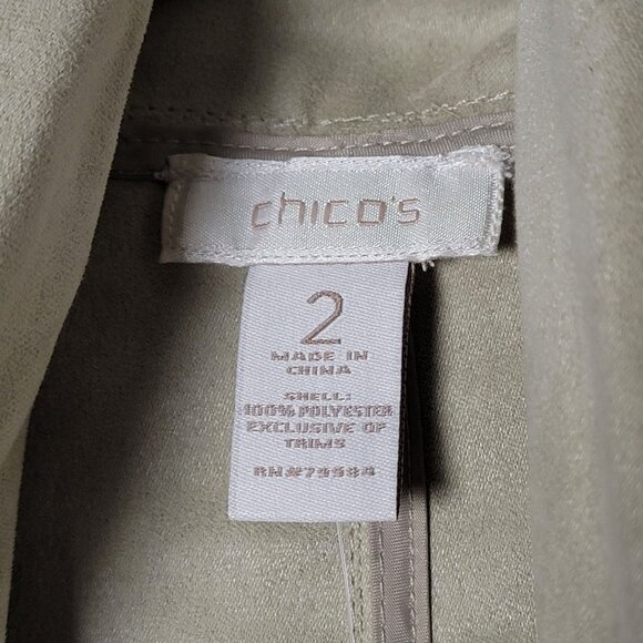 Chico's Beige Elongated Faux Suede Lagenlook Taylor Vest Open Front Size 2 Large - Picture 10 of 10